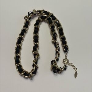 Coldwater Creek Gold Chain and Black Ribbon Necklace
